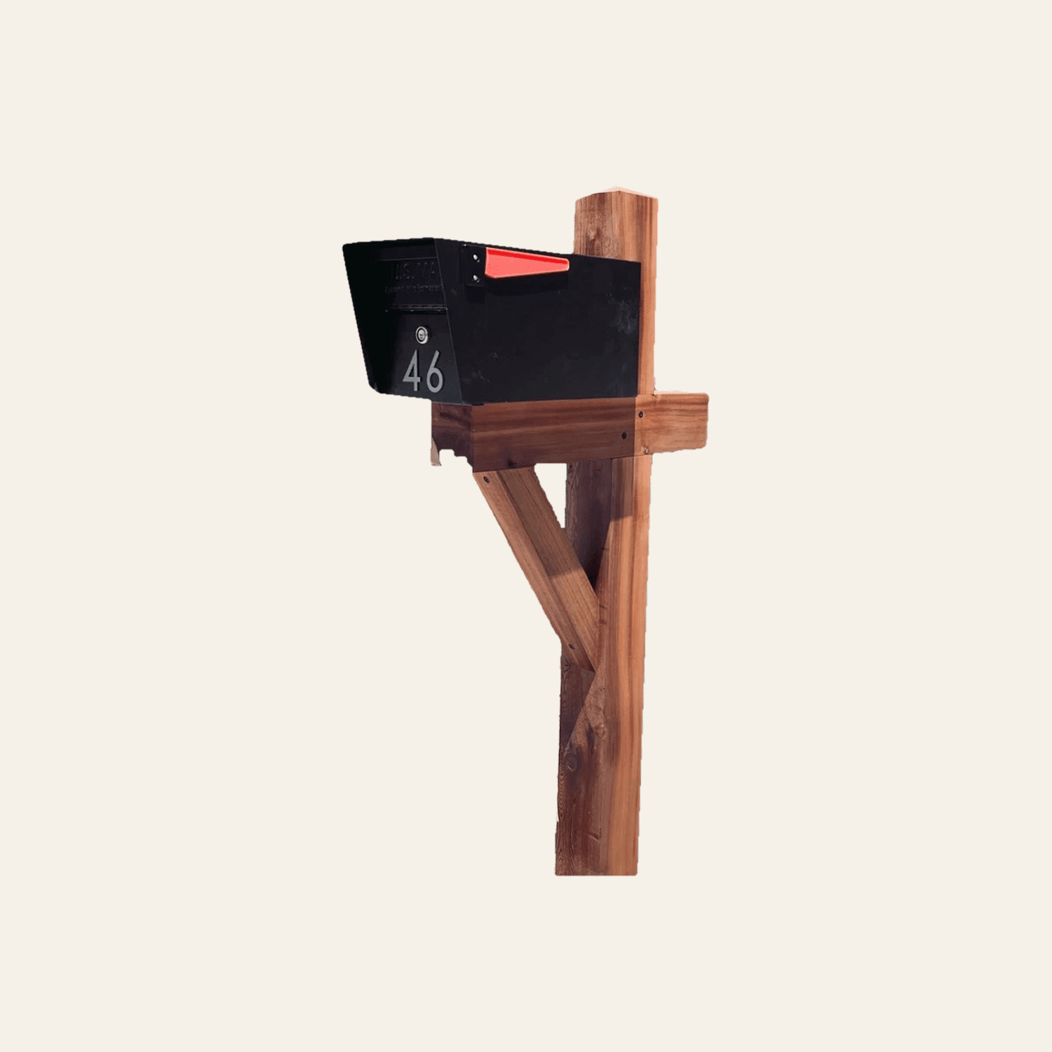 Replacement cedar mailbox post installed after storm damage in Chico
